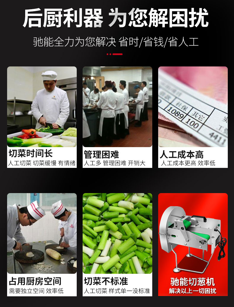 馳能切蔥機與人工對比