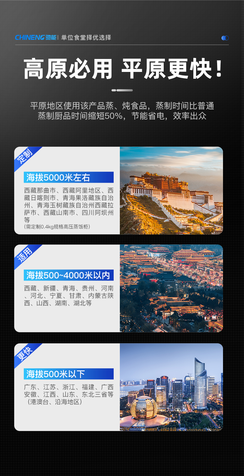 高原蒸柜適用場所